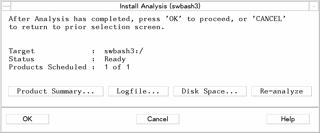Analysis Dialog